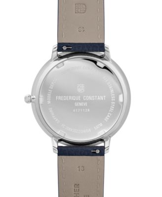 Men's Classics Quartz Moonphase Blue Leather Strap Watch 39mm