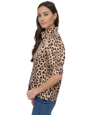 Women's Stand-Collar Puff-Sleeve Shirt