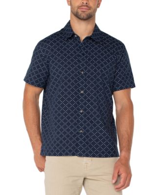 Liverpool Los Angeles - Men's Short Sleeve Diamond Dash Print Button-Front Shirt