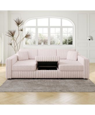 Streamdale U-Shaped 6-Person Sofa with Ottoman, Light Pink, Modular Furniture