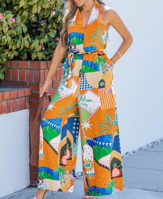 Women's Tropical Paradise Wide Leg Jumpsuit