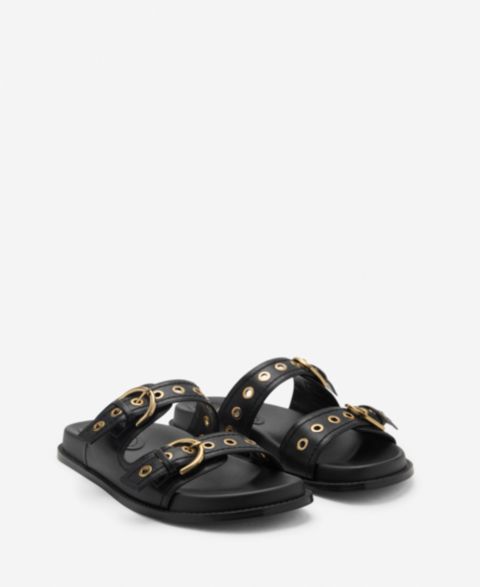 Женские сандалии Mango Buckle Strap, цвет: Чёрный