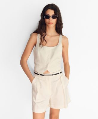 MANGO - Women's Linen-Blend Suit Bermuda Shorts