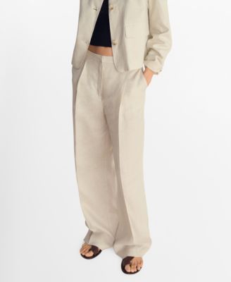 MANGO - Women's Pleated Linen Trousers