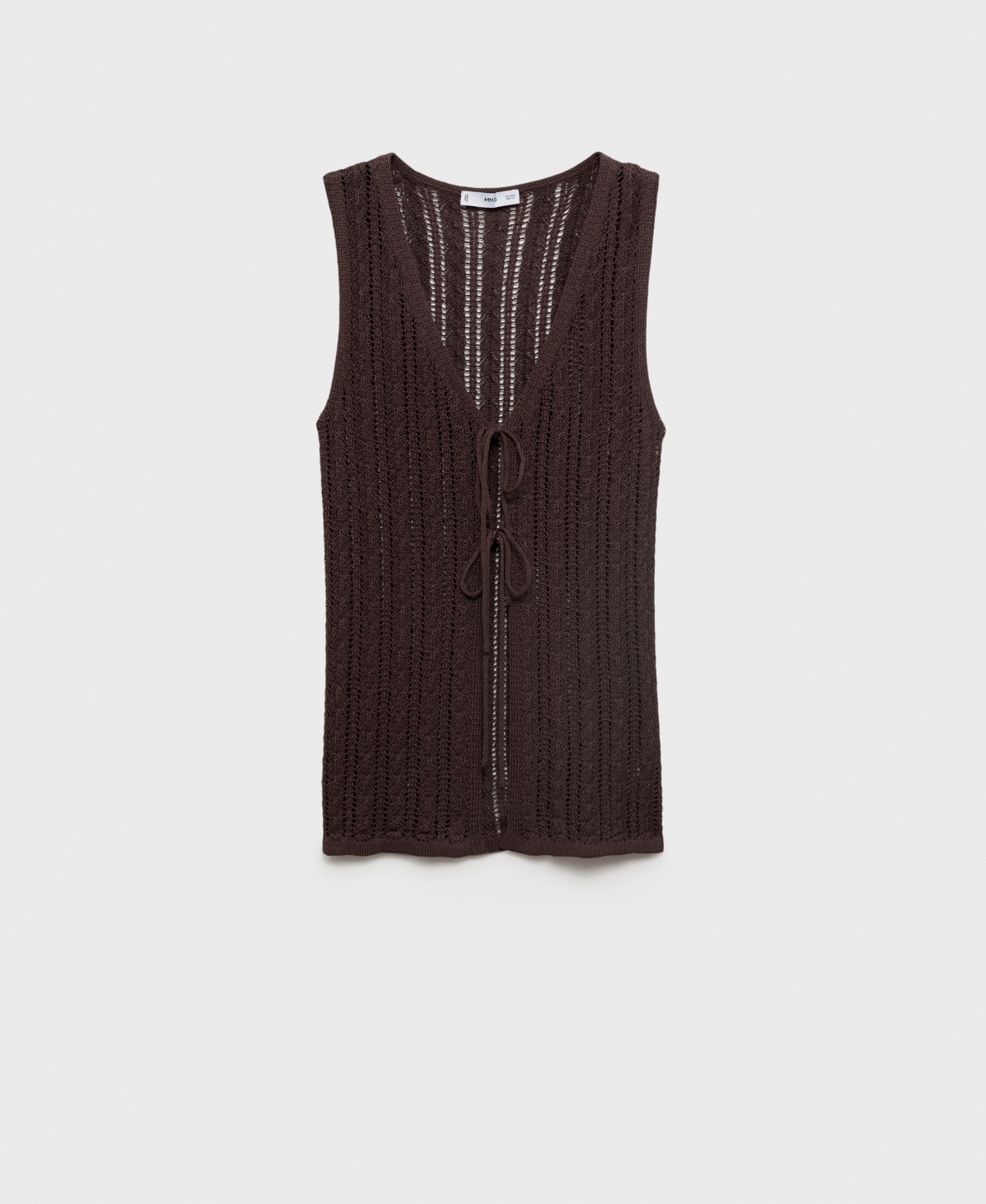 Shop Mango Women's Openwork Bow Closure Knit Vest