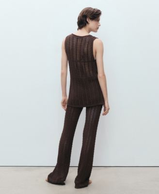 Women's Openwork Bow Closure Knit Vest