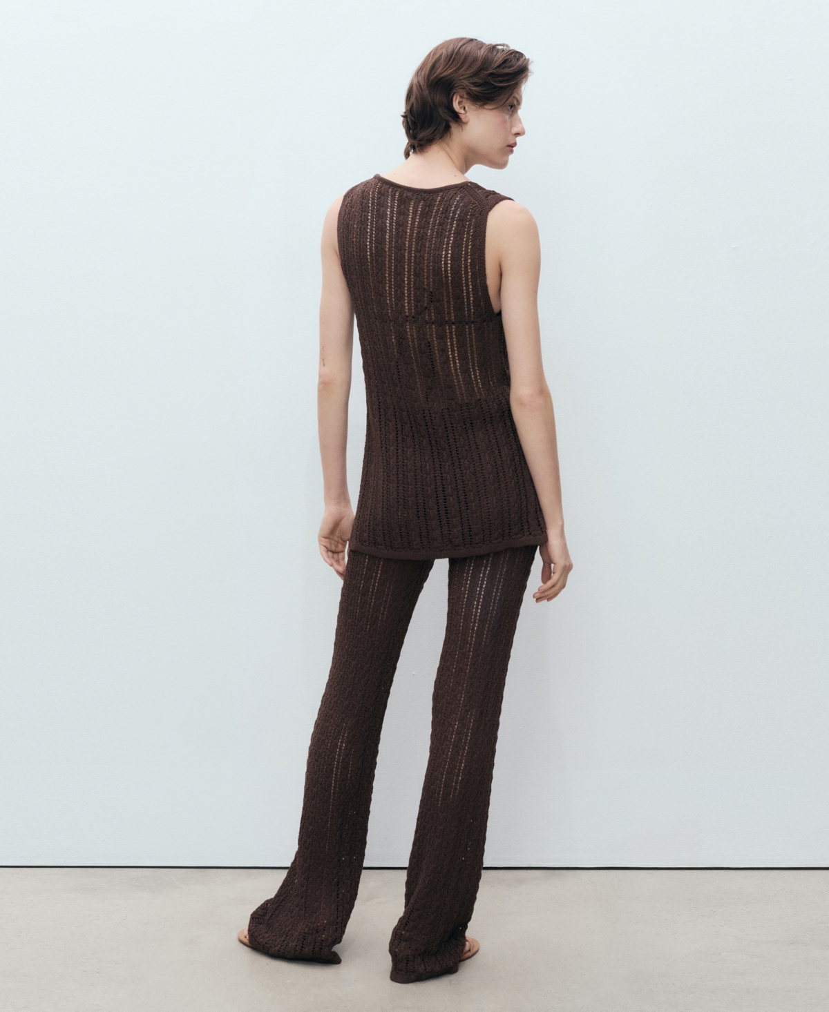 Shop Mango Women's Openwork Bow Closure Knit Vest