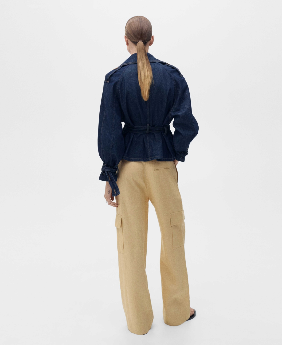 Mango Linen Cargo Pants
