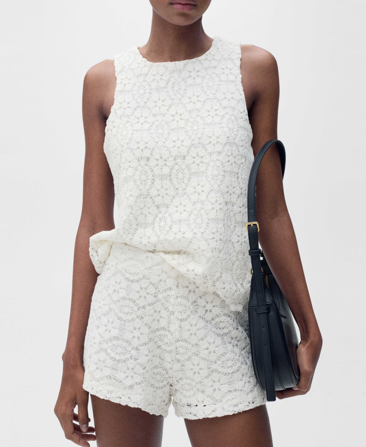 Women's Crochet Straight-Fit Shorts - Off White