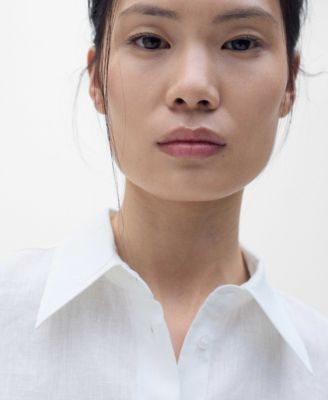 Women's Short Sleeve Linen-Blend Shirt