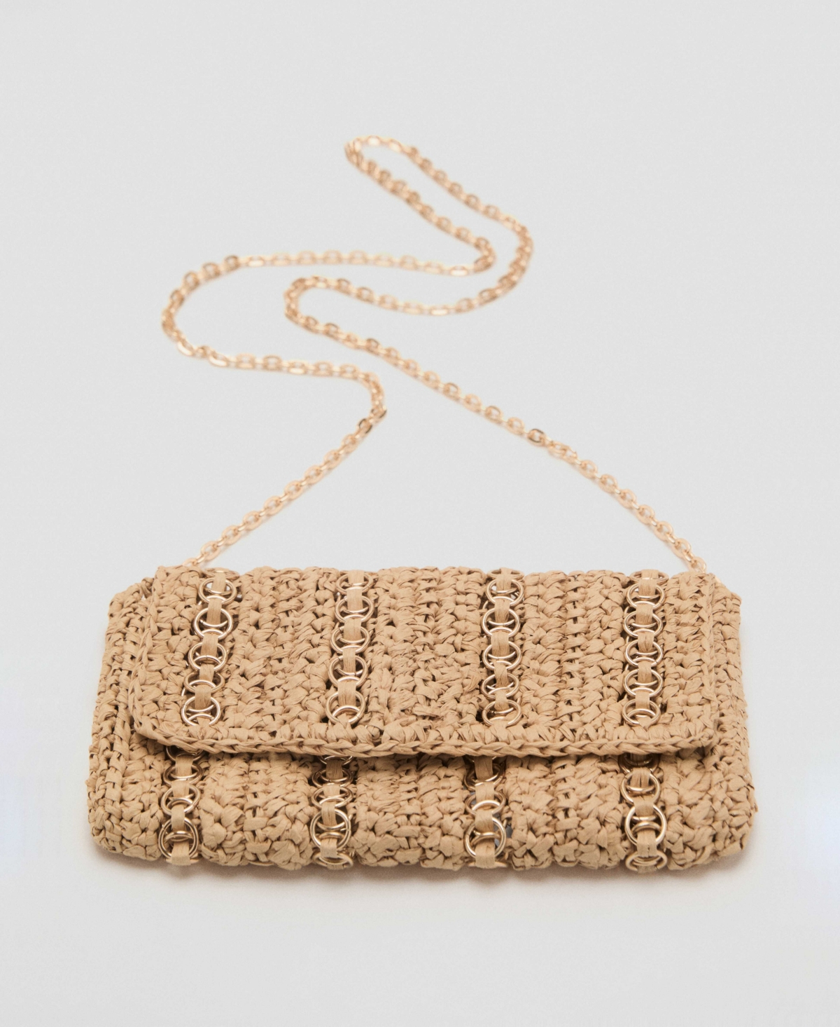 Mango Women's Metal Rings Natural Fiber Bag