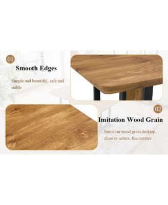 Streamdale Textured Wood MDF Dining Table Set, 4 Fabric Chairs (67"x36