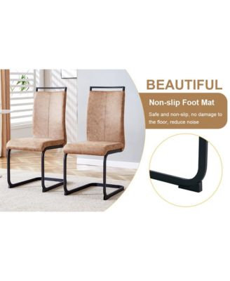 Streamdale Textured Wood MDF Dining Table Set, 4 Fabric Chairs (67"x36