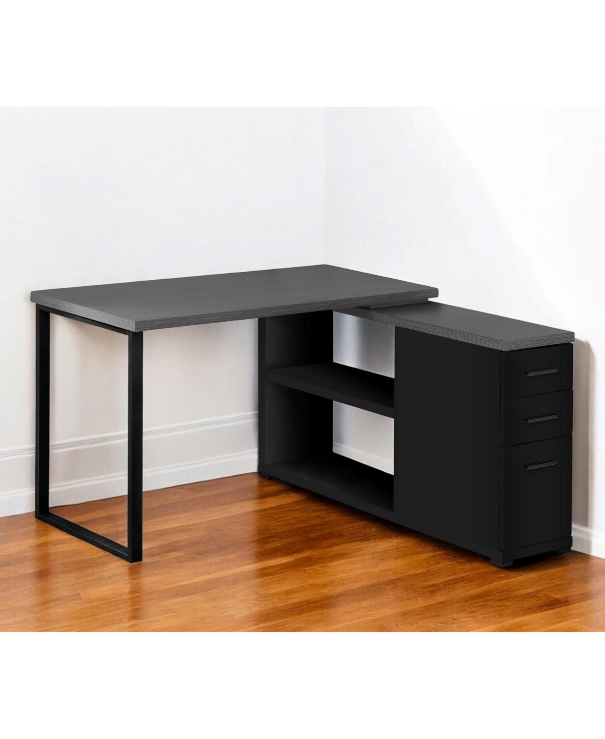 Contemporary Computer Desk with Twin Drawer Storage and Clean Lines