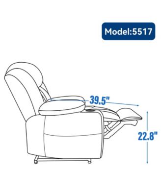 Chenille Power Lift Recliner, Massage & Heat, USB, Cup Holders