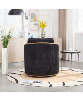 Streamdale Corduroy Swivel Barrel Chair for Home & Office (Black)