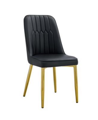 Streamdale Set of 8 Dining Chairs with PU Backrest and Gold Metal Legs