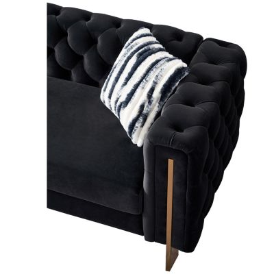 Streamdale Chesterfield Modern Tufted Velvet Living Room Sofa, 84.25"W Couch,Black