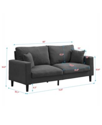 74" Sofa Bed, Wooden Frame 3 Seater, Modern Velvet Sofa