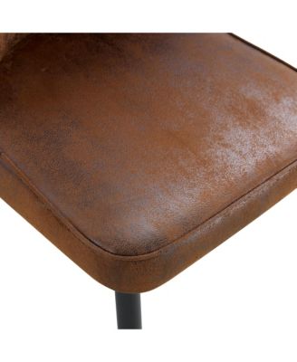 8-Piece Brown Velvet Dining Chair Set with Black Metal Legs