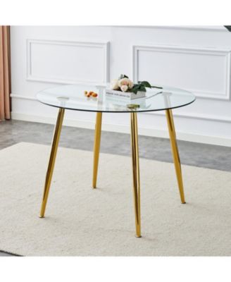 40" Glass Top Dining Table - Gold Legs DT-1164