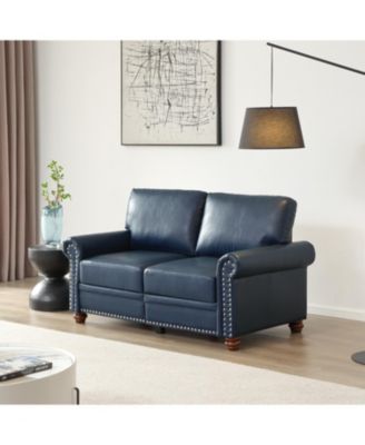 Streamdale 1 Pc Faux Leather Loveseat, Silver Nailhead Trim – Living Room Furniture