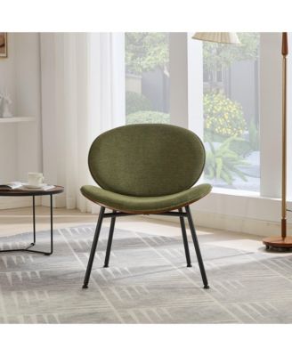 Streamdale Mid-Century Shell Chair Walnut Finish, Green Fabric, Comfortable Backrest