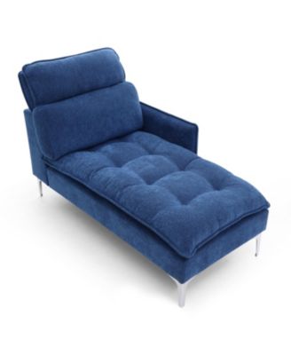 Streamdale 55" Fabric Chaise Lounge – Blue Upholstery with Armrest & Pillow – Modern Chair