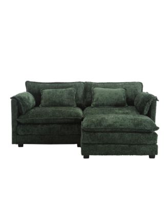 Streamdale Chenille fabric, removable armrests with side pockets, high density sponge filling, oversized double sofa with footstool