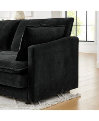 Streamdale Modern L-Shaped Sectional Sofa with Ottoman, 4-Seat Couch (Black