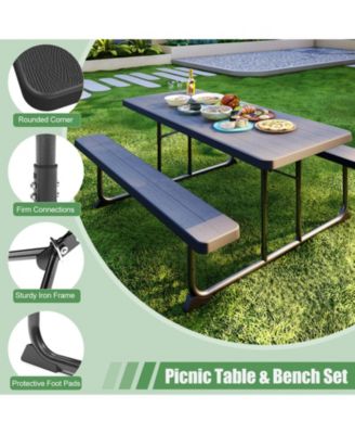 6ft Picnic Table with 2 Benches Heavy-Duty Table for 6-8 Person