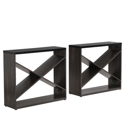 70.87 Inch Wood X-Shape Split Design Storage Console Table