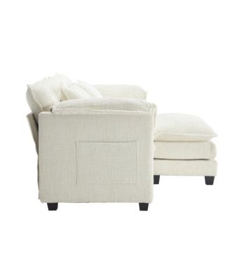 Luxurious Chenille Sofa with Detachable Armrests