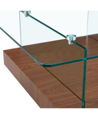 31.4" Tempered Glass & MDF 2-Tier Modern Square Coffee Table