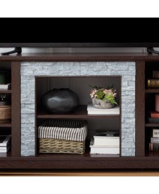  Modern Cherry TV Stand with Faux Stone Surround