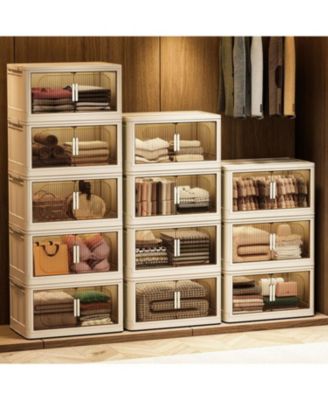 Streamdale Folding Storage Cabinet with Wheels and Magnetic Door