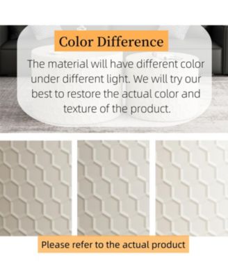 Streamdale Minimalist Nesting Coffee Table Set, Honeycomb Design (Beige)