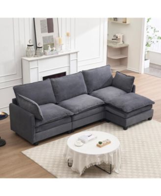 Streamdale Modular Velvet U-Shaped Sofa with Ottoman & Pillows