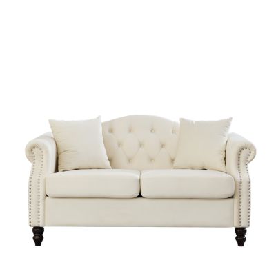 Streamdale Grey Velvet Chesterfield Sofa with Nailhead Trim