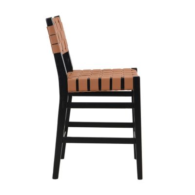 24" Classic PU Counter Stools (Set of 2), Rubberwood Frame