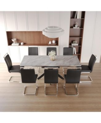 Streamdale Extendable Dining Table and Armless Chair Set for 6-8 (62.4" - 78.15" Table)