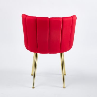 Red Velvet Dining Chair (Set of 2) with Gold Legs