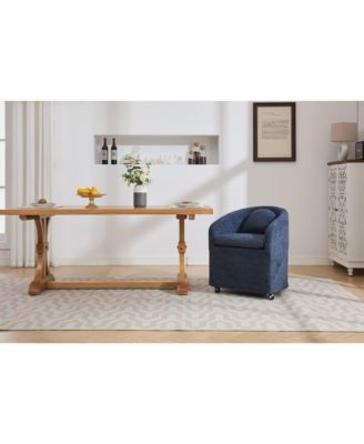 Streamdale Single Unit  Chenille Fabric Back Cushion, Armrest, Universal Wheels  Dining Armchair