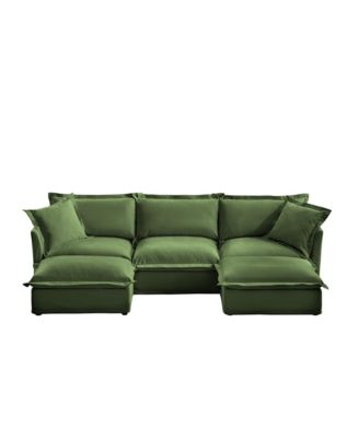 U-Shaped Sectional with French Edges, Cloud-Like Comfort Sofa