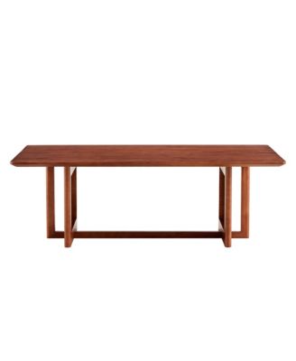 Streamdale Chinese Style Rectangle Rattan Coffee Table, Walnut Color