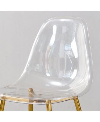 Contemporary Wood Table and Chair Set Textured MDF Table with Tempered Glass Legs and 4 Acrylic Chairs on Gold Bases