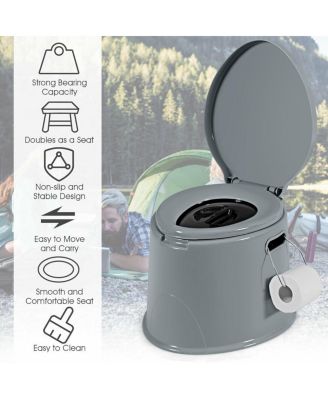 5L Portable Travel Toilet with Paper Holder for Outdoor