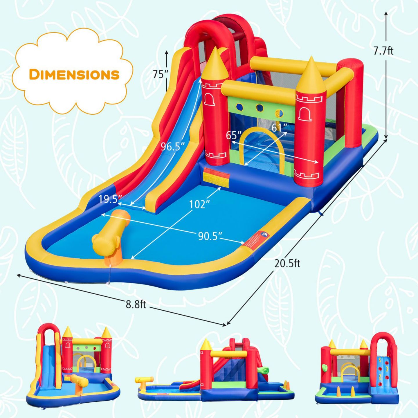 Детская игрушка GOUUN 9-in-1 Inflatable Bounce Castle with Water Slide and Splash Pool, Ages 3+, цвет: Синий — фото 3