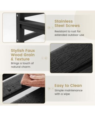 Patio HDPE Adirondack Bar Chairs Set of 2 with Wide Armrests-Black