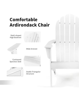 Acacia Wood Outdoor Adirondack Chair with Ergonomic Design-White